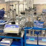 Radial LVDTs at the new Fugro Laboratory Technician at work