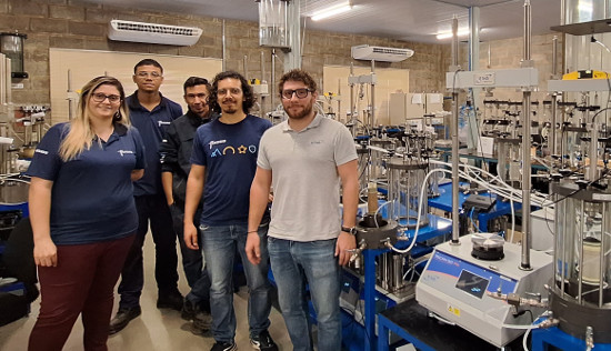 Radial LVDTs at the new Fugro Laboratory Technician at work
