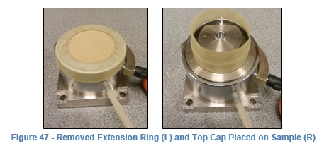 Figure 47 Removed extension ring and top cap placed on sample