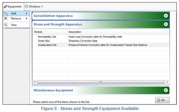 Figure 9 Stress and strength Equipment Available